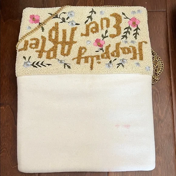 Beaded 'Happily Ever After' Beige Clutch - Picture 3 of 3